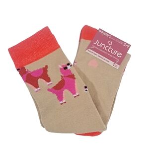 Juncture Knee High Llama Socks Women Size 5-9 NWT Pink